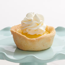 Load image into Gallery viewer, Lemon cream mini cheesecake on decorative stand
