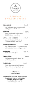 Gourmet Grilled Cheese Menu