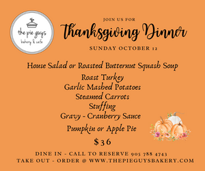 Thanksgiving Dinner Take Out - Sunday October 12th