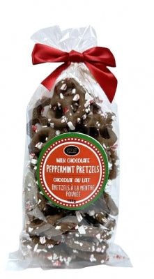 Milk Chocolate Covered Pretzels with Candy Cane Sprinkles