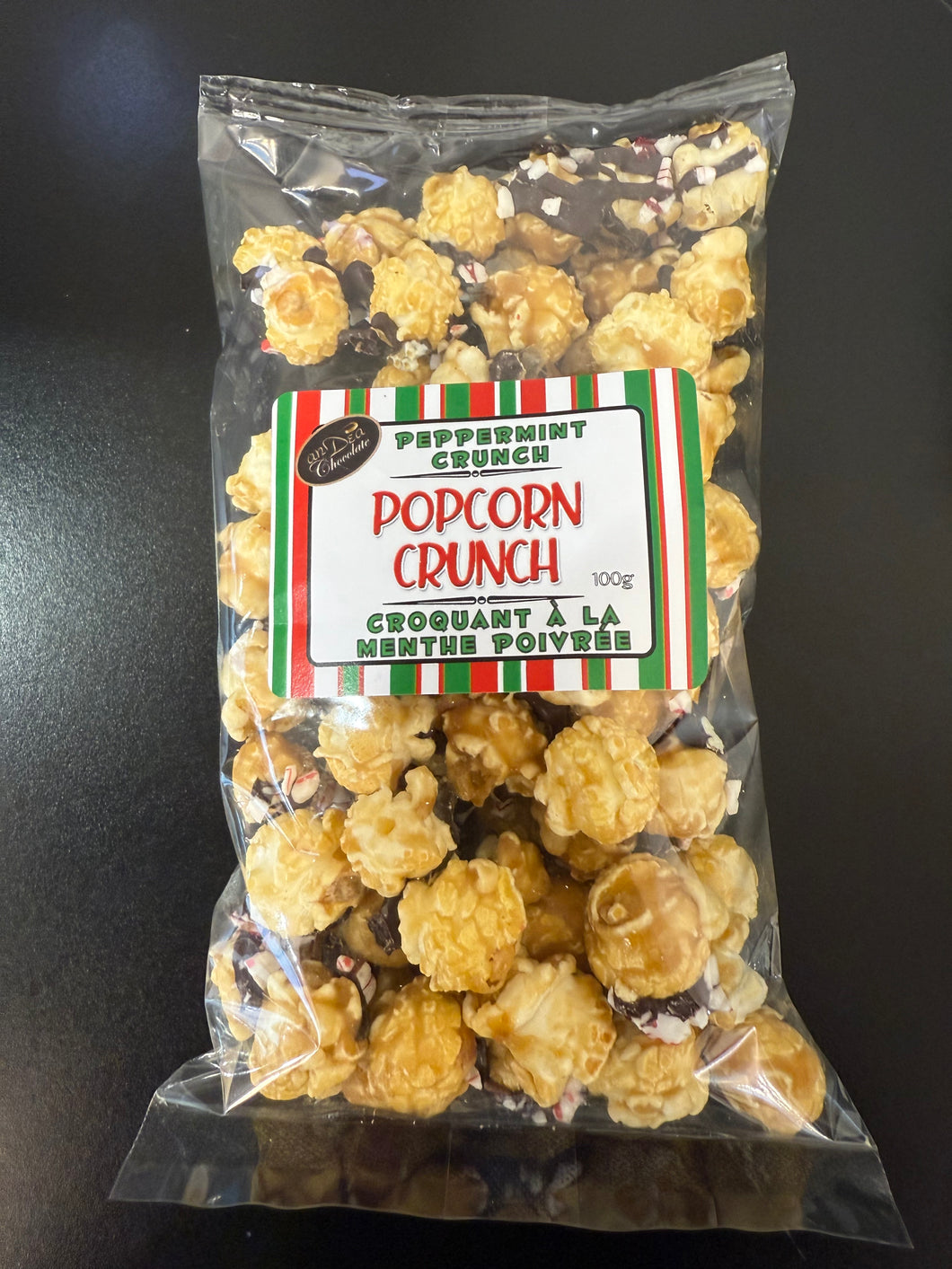 Candy Cane Caramel Crunch Popcorn